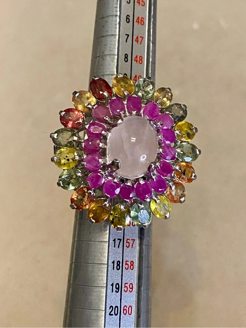 Sterling Silver Gemstone Statement Ring Sapphire & Ruby 925